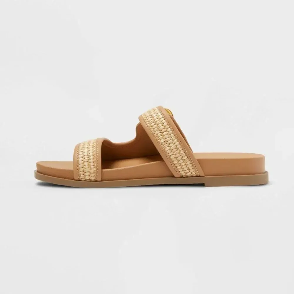 Womens Meg Sandals with Memory Foam Insole - A New Day - Beige